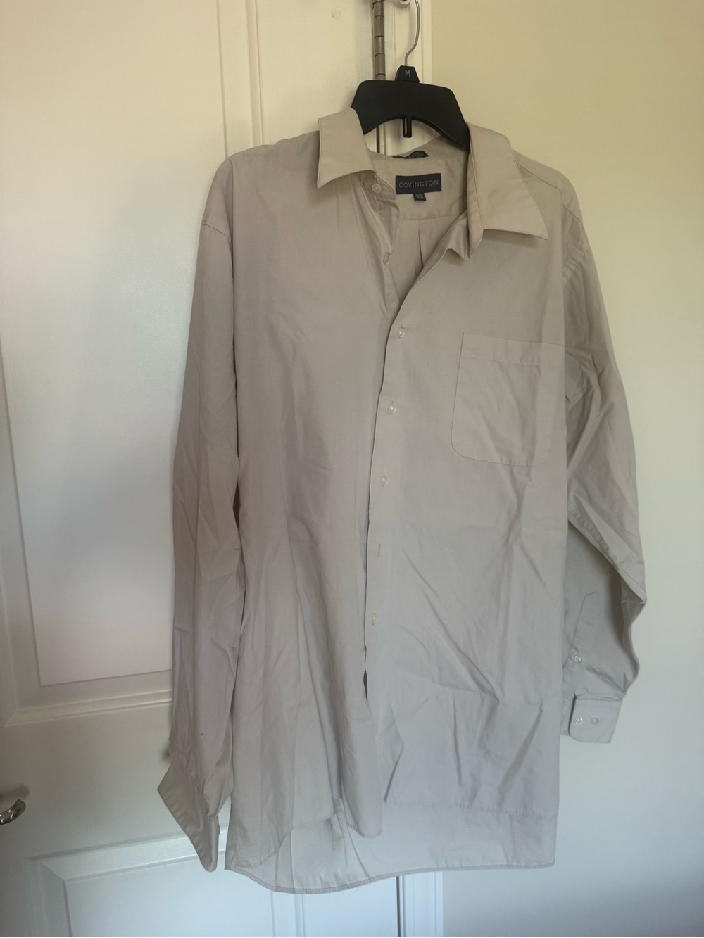 Covington Beige Men's Dress Shirt with Black Label
